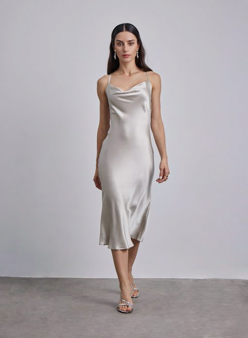 silver silk dress